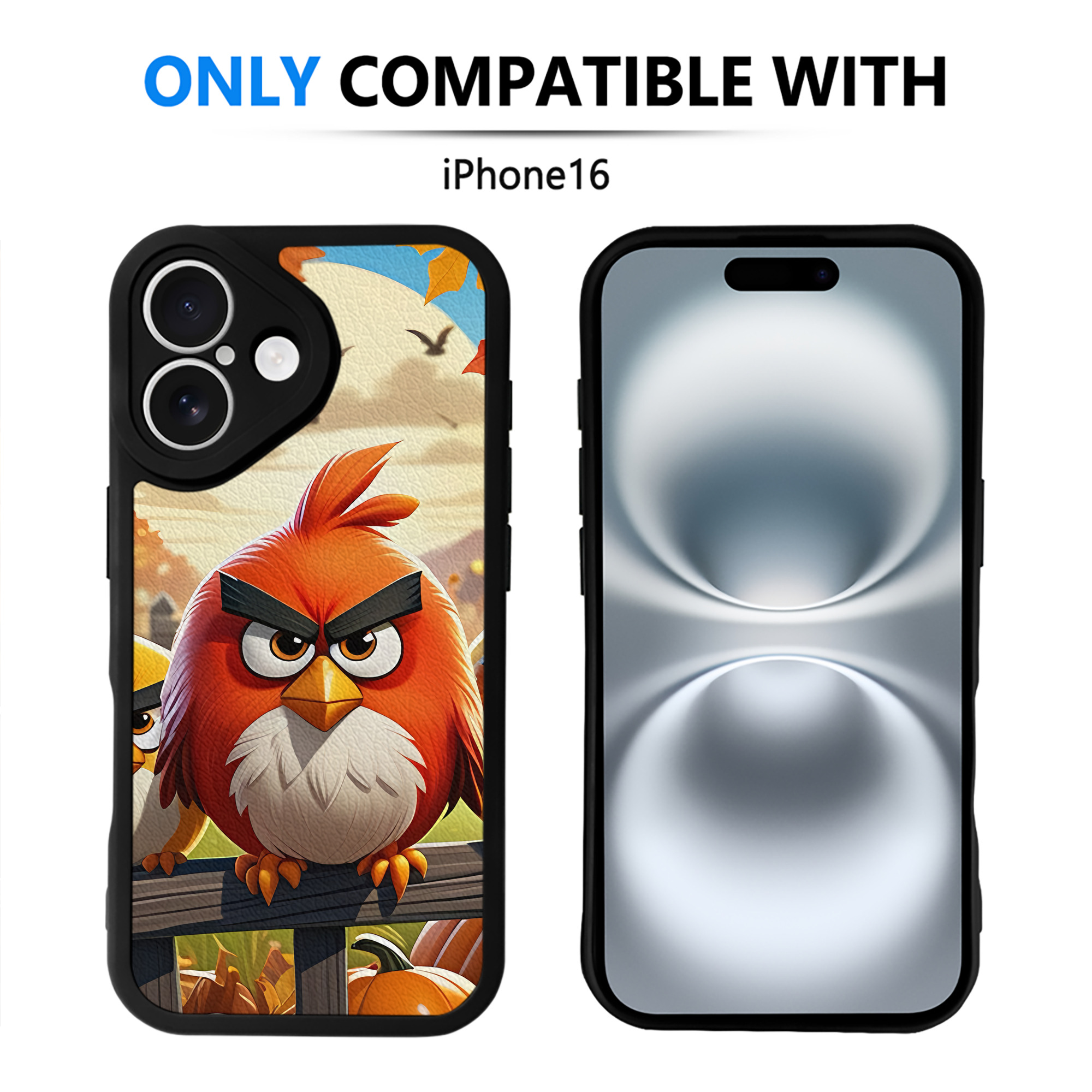 （画像用） Angry Birds アングリーバード 【iPhone 16シリーズ対応】シリコンスマホケース（レザー調） 材質：シリコン